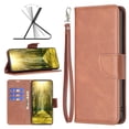 thumbnail image 1 of Wallet Case for iPhone 13 Pro Max, Retro Solid Color Premium Leather Credit Card Holder Wallet RFID Blocking Case with Wrist Strap Stand Magnetic Flip Cover For iPhone 13 Pro Max, Brown, 1 of 8