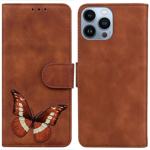 Wallet Case for iPhone 13 Pro Max, Shockproof TPU Inner Case with RFID Blocking Credit Card Holders, PU Leather Folding Book Flip Magnetic Phone Cover for iPhone 13 Pro Max - Brown