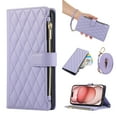 thumbnail image 1 of Wallet Case for iPhone 13 Pro Max with Wrist Strap, Crossbody Shoulder Strap, Card Slots Zipper Purse Luxury PU Leather Stand Phone Cover for iPhone 13 Pro Max - Lightpurple, 1 of 9