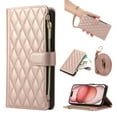 thumbnail image 1 of Wallet Case for iPhone 13 Pro Max with Wrist Strap, Crossbody Shoulder Strap, Card Slots Zipper Purse Luxury PU Leather Stand Phone Cover for iPhone 13 Pro Max - Rosegold, 1 of 9