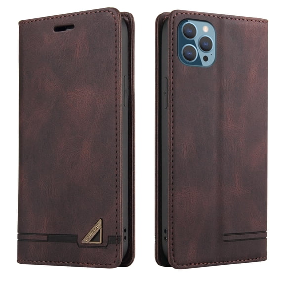 Wallet Case for iPhone 13 Pro, PU Leather Magnetic Closure Folio Flip Case with Kickstand Credit Card Holders Slots Shockproof TPU Inner Shell Phone Cover for iPhone 13 Pro (6.1inch),Brown
