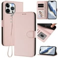 thumbnail image 1 of Wallet Case for iPhone 13 Pro, PU Leather Protective Case Wallet with Card Holder/Cash Slot, Flip Kickstand, Wrist Hand Strap, Magnetic Clasp, Shockproof Full Body Phone Cover, Pink, 1 of 12