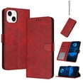 thumbnail image 1 of Wallet Case for iPhone 13, [RFID Blocking] Card Slots Holder Stand [Shockproof TPU Interior Case] PU Leather Magnetic Protective Flip Cover,Compatible With iPhone 13,Red, 1 of 11