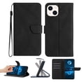 thumbnail image 1 of Wallet Case For iPhone 13, RFID Blocking Magnetic Flip Case with Card Slots Holder Kickstand Wrist Strap, PU Leather Folio Shockproof Protective Cover For iPhone 13, Black, 1 of 9