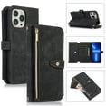 thumbnail image 1 of Wallet Case for iPhone 13 with Zipper Pouch,Magnetic PU Leather Flip Folio Stand Card Slot with Hand Strap and Cross Body Strap Case Cover for iPhone 13, Black, 1 of 16
