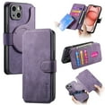 thumbnail image 1 of Wallet Case for iPhone 14 6.1-inch Cash Credit Pocket Card Slots Holder Folio Flip Shockproof Full Coverage Detachable Magnetic Cover [Compatible with Magsafe] Kickstand, Purple, 1 of 10