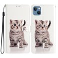thumbnail image 1 of Wallet Case for iPhone 14 with Colorful Painting Pattern Luxury PU Leather Magnetic Flip Folio Cover, Soft Silicone Shockproof Card Slots Holder Kickstand Protective Case,Cat, 1 of 8