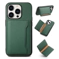 thumbnail image 1 of Wallet Case for iPhone 14 with Detachable Card Holder Stick on PU Leather Phone Case, Flip Kickstand Magnetic Folio Card Slots Shockproof Protection Cover for iPhone 14, Green, 1 of 10