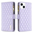 thumbnail image 1 of Wallet Case for iPhone 14 with Magnetic Clasp Wrist Strap Card Slots Kickstand Flip Folio Phone Cover, Luxury PU Leather Soft TPU Shockproof Anti-Drop Zipper Pocket Case for iPhone 14,Purple, 1 of 10
