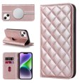 thumbnail image 1 of Wallet Case for iPhone 14 Plus 6.7 inch, Luxury Quilted PU Leather Flip Cover [Shockproof TPU] [Support Wireless Charging] with 2 Card Slots, Kickstand, FRID Blocking Case Cover, Rosegold, 1 of 10