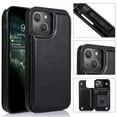 thumbnail image 1 of Wallet Case for iPhone 14 Plus with Card Holder, Back Folio Flip Premium PU Leather Kickstand Card Slots Case, Double Strong Magnetic Clasp Durable Shockproof Phone Case for iPhone 14 Plus,Black, 1 of 10