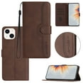 thumbnail image 1 of Wallet Case for iPhone 14 Plus, with Card Slots [RFID Blocking],Durable Flip Folio Kickstand Magnetic Closure Leather Wallet Wrist Strap Women Men Case For iPhone 14 Plus, Brown, 1 of 10