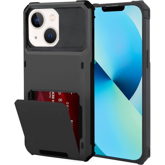 Wallet Case for iPhone 14 Plus Case with 4-Card Credit Card Holder Slot Shockproof Cover Hybrid Heavy Duty Protection Armor Phone Case Compatible with iPhone 14 Plus 5G 2022 -Grey