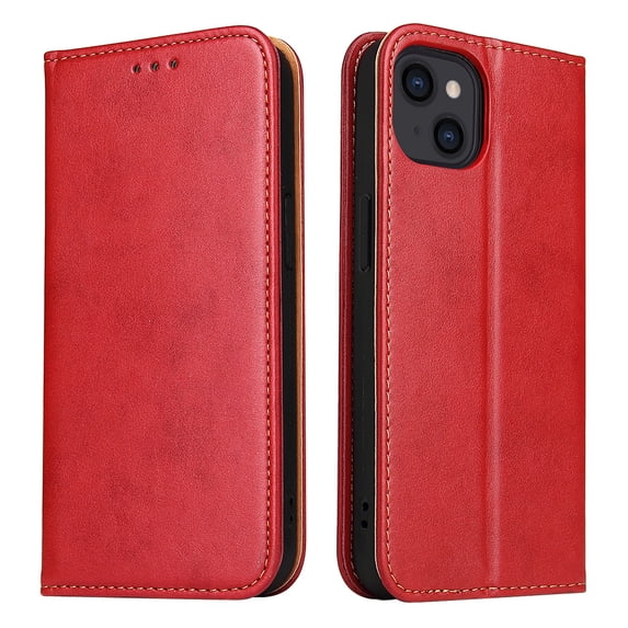 Wallet Case For iPhone 14 Plus, Case Wallet-High Quality Leather Magnetic Closure Case-RFID Blocking Card Holders-Shockproof TPU Shell Folio Cover Women Men For iPhone 14 Plus, Red