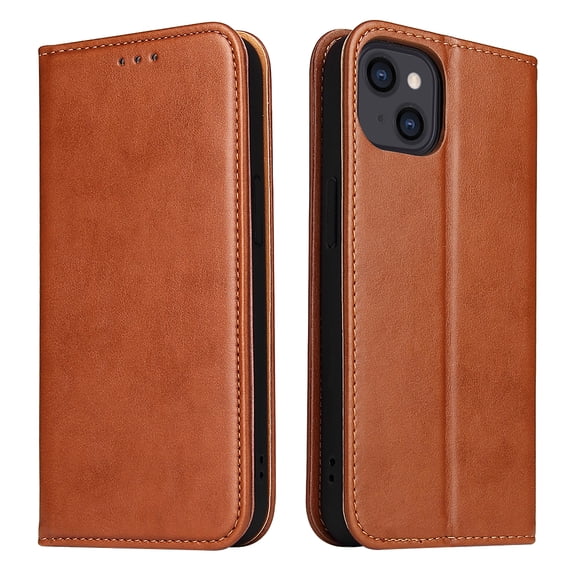 Wallet Case For iPhone 14 Plus, Case Wallet-High Quality Leather Magnetic Closure Case-RFID Blocking Card Holders-Shockproof TPU Shell Folio Cover Women Men For iPhone 14 Plus, Brown