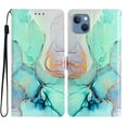thumbnail image 1 of Wallet Case for iPhone 14 Plus with Colorful Painting Pattern Luxury PU Leather Magnetic Flip Folio Cover, Soft Silicone Shockproof Card Slots Holder Kickstand Protective Case,Green Marble, 1 of 8