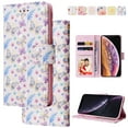 thumbnail image 1 of Wallet Case for iPhone 14 Plus with RFID Blocking Credit Card Slots Holder, Cute Patterned Gold Brushing Magnetic Flip Kickstand Wrist Strap Cover For iPhone 14 Plus, Butterfly Flower, 1 of 8