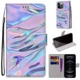 thumbnail image 1 of Wallet Case for iPhone 14 Pro 6.1" 2022, PU Leather Case Card Slots & Cash Pocket Luxury Fashion Color Painting Case Kickstand Anti-fall Shockproof Full-protective Case, Glowing Corrugation, 1 of 2