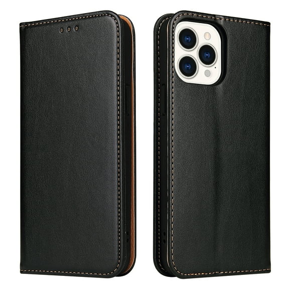 Wallet Case For iPhone 14 Pro, Luxury Premium Leather Flip Strong Magnetic Closure [Kickstand][RFID Blocking][Card Holder Slots] Retro Shockproof Phone Cover For iPhone 14 Pro, Black
