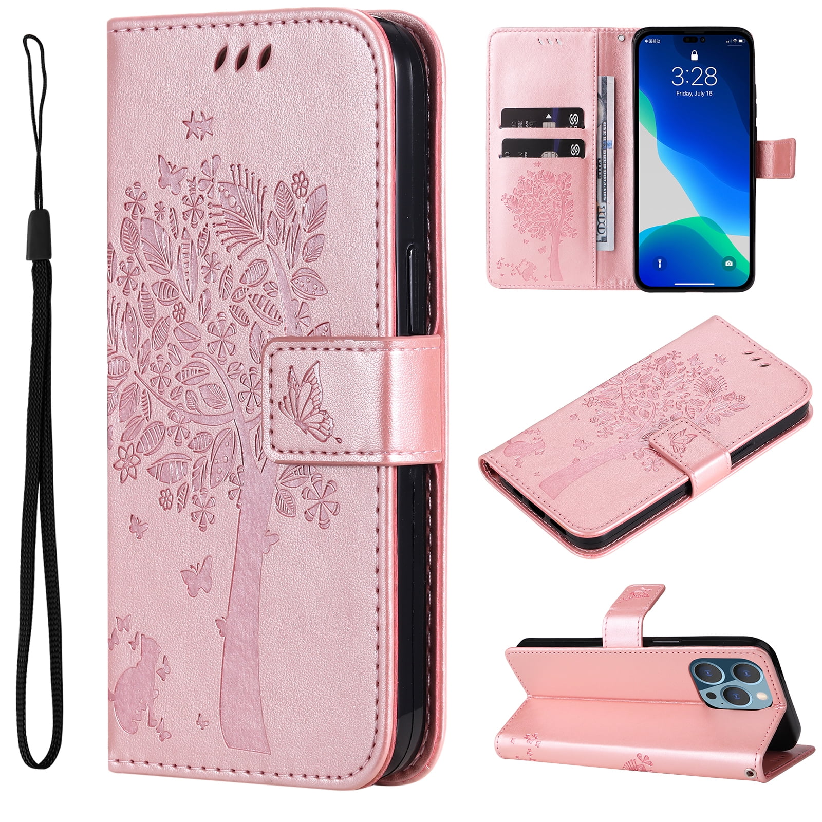 Pink Wallet Case for iPhone 14 (6.1