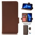 thumbnail image 1 of Wallet Case for iPhone 14 Pro Max 6.7 Inch, Soft Silicone Lychee Pattern PU Leather Shockproof Flip Cover with Card Slots Holder Magnetic Clasp Lock Drop Resistant Kickstand Phone Case,Brown, 1 of 5