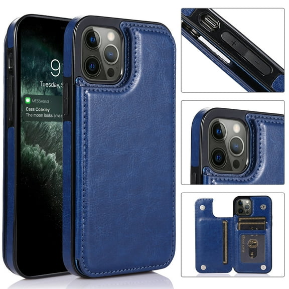 Wallet Case for iPhone 14 Pro Max with Card Holder, Back Folio Flip Premium PU Leather Kickstand Card Slots Case, Double Strong Magnetic Clasp Durable Shockproof Case for iPhone 14 Pro Max,Darkblue
