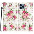 thumbnail image 1 of Wallet Case for iPhone 14 Pro Max with Colorful Painting Pattern Luxury PU Leather Magnetic Flip Folio Cover, Soft Silicone Shockproof Card Slots Holder Kickstand Protective Case,Red Flower, 1 of 8