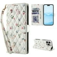 thumbnail image 1 of Wallet Case for iPhone 14 Pro Max with Credit Card Holder, Wrist Strap, Cute Floral Flower Pattern PU Leather Stand Flip Case, Magnetic Clasp Shockproof Cover for for iPhone 14 Pro Max, Pattern-A, 1 of 8