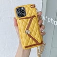 thumbnail image 1 of Wallet Case for iPhone 14 Pro Max, Luxury Fashion Flower Design Purse PU Leather Cover with Card Slots Crossbody Metal Chain Shoulder Strap Case for iPhone 14 Pro Max Women Girls, Yellow, 1 of 11