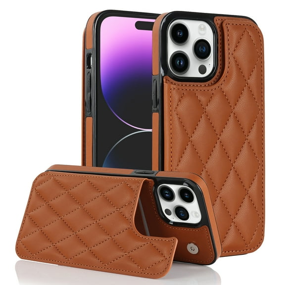 Wallet Case for iPhone 14 Pro Max, RFID Blocking Card Slots Holder PU Leather Fashion Back Flip Cover with Kickstand Magnetic Buttons Shockproof Case for iPhone 14 Pro Max,Brown