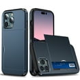 thumbnail image 1 of Wallet Case for iPhone 14 Pro Max, Rugged Case with Credit Card Holder Sliding Slot, Military Grade Shockproof Scratch Resistant Anti-Drop Phone Cover for iPhone 14 Pro Max, Darkblue, 1 of 9