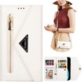 thumbnail image 1 of Wallet Case for iPhone 14 Pro Max for Women, Shoulder Crossbody Purse Handbag Neck Strap Lanyard Cover with ID Card Holder Phone Case for iPhone 14 Pro Max XK White, 1 of 18