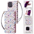 thumbnail image 1 of Wallet Case for iPhone 14 Pro with RFID Blocking Credit Card Slots Holder, Cute Patterned Gold Brushing Magnetic Flip Kickstand Wrist Strap Cover For iPhone 14 Pro, Butterfly Flower, 1 of 8