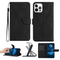 thumbnail image 1 of Wallet Case For iPhone 14 Pro, RFID Blocking Magnetic Flip Case with Card Slots Holder Kickstand Wrist Strap, PU Leather Folio Shockproof Protective Cover For iPhone 14 Pro, Black, 1 of 9