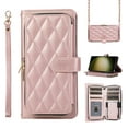 thumbnail image 1 of Wallet Case for iPhone 14 Zipper Purse Cover, PU Leather Wrist Strap and Chain Strap Crossbody Case with Card Holder Shockproof Full Body Protection Phone Case for Women Girls, Rosegold, 1 of 9