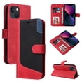 thumbnail image 1 of Wallet Case for iPhone 15, Buisiness Luxury PU Leather Credit Card Slots Holder Kickstand Magnetic Clasp Phone Cover with Silicone Inner Shockproof Drop Resistant Case, Red, 1 of 11