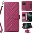 thumbnail image 1 of Wallet Case for iPhone 15 with Card Holder/Wrist Strap/Crossbody Strap/Magnetic Snap/Kickstand PU Leather Shockproof Full Body Protective Rugged Phone Cover iPhone 15, Rose, 1 of 12