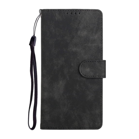 Wallet Case for iPhone 15 with Card Slot Cash Holder Kickstand Magnetic Clasp Flip Folio Case, Skin-Friendly PU Leather Soft TPU Shockproof Drop Resistant Matte Plain Phone Cover,Black