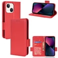 thumbnail image 1 of Wallet Case for iPhone 15 Card Slots Holder Kickstand Flip Case, Lychee Pattern PU Leather Shockproof Cover with Magnetic Clasp Drop Resistant Phone Case, Red, 1 of 9