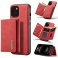 thumbnail image 1 of Wallet Case for iPhone 15, Detachable Card Slots Holder Kickstand Magnetic Closure Cover with Premium PU Leather Silicone Shockproof Drop Resistant Protective Case, Red, 1 of 11