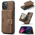 thumbnail image 1 of Wallet Case for iPhone 15 with Detachable Card Slots Holder Magnetic Closure Cover, Premium PU Leather Slim Kickstand Soft Silicone Shockproof Lens Protective Case,Brown, 1 of 8