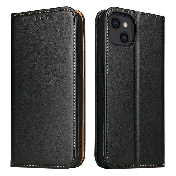 Wallet Case For iPhone 15, Luxury Premium Leather Flip Strong Magnetic Closure [Kickstand][RFID Blocking][Card Holder Slots] Retro Shockproof Phone Cover For iPhone 15, Black