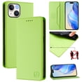 thumbnail image 1 of Wallet Case for iPhone 15, Magnetic Closure PU Leather Flip Phone Case for Men Women with RFID Blocking Card Holder Kickstand, Shockproof Protection Cover for iPhone 15, Green, 1 of 10