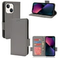 thumbnail image 1 of Wallet Case for iPhone 15 Plus Card Slots Holder Kickstand Flip Case, Lychee Pattern PU Leather Shockproof Cover with Magnetic Clasp Drop Resistant Phone Case, Gray, 1 of 9
