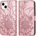 thumbnail image 1 of Wallet Case for iPhone 15 Plus Case with Card Holder,Sunflower Pattern Leather Protective Case with Kickstand Magnetic Feature Shockproof Flip Cover for iPhone 15 Plus Rose Gold Sunflower, 1 of 9
