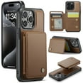 thumbnail image 1 of Wallet Case for iPhone 15 Plus Compatible with MagSafe, Magnetic Detachable Card Slots Holder PU Leather Kickstand RFID Blocking Camera Protection Luxury Case,Brown, 1 of 11