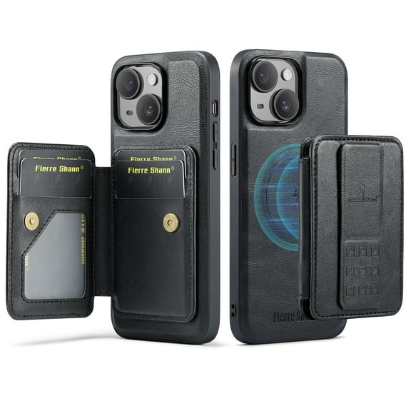 Wallet Case for iPhone 15 Plus, Compatible with MagSafe for Men Women, Detachable Magnetic Clasp Wallet Phone Case with Card Slots Holder RFID Blocking for iPhone 15 Plus, Black