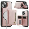 thumbnail image 1 of Wallet Case for iPhone 15 Plus,Compatible with MagSafe for Men Women,Detachable Magnetic Wallet Phone Case with Card Holder,Kickstand,PU Leather Shockproof Anti-fall Phone Case,Rosegold, 1 of 12