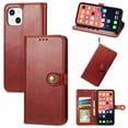 thumbnail image 1 of Wallet Case for iPhone 15 Plus Magnetic Clasp Folio Kickstand Premium Leather Case with Hand Strap, [RFID Blocking] Credit Card Slots Shockproof TPU Inner Cover For iPhone 15 Plus, Red, 1 of 9