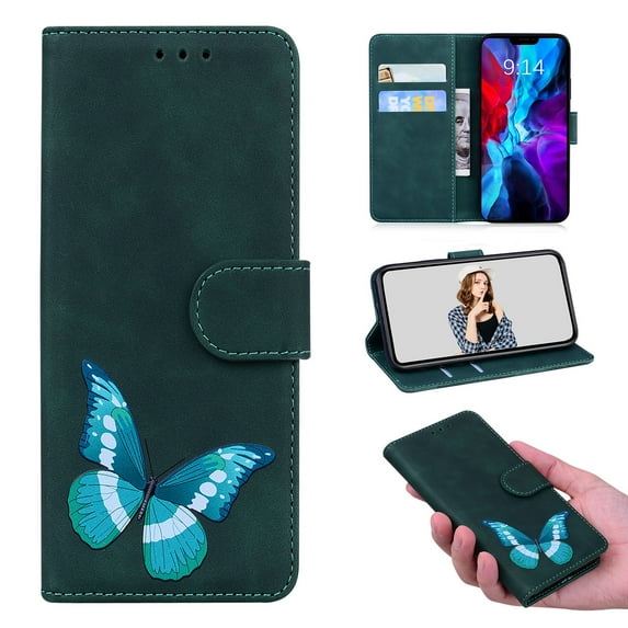 Wallet Case for iPhone 15 Plus, Shockproof TPU Inner Case with RFID Blocking Credit Card Holders, PU Leather Folding Book Flip Magnetic Phone Cover for iPhone 15 Plus - Green